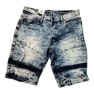 Sz 32 blue denim shorts light wash color